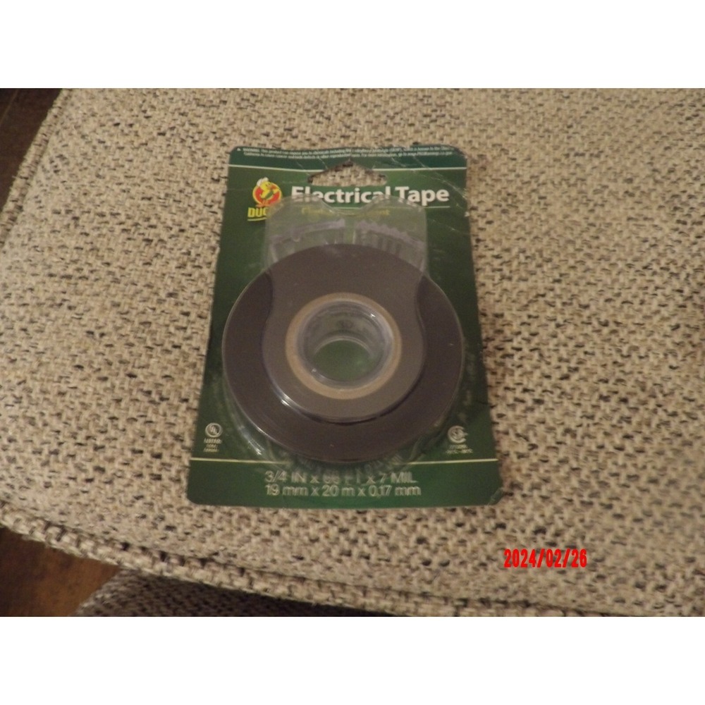 Duck Electrical Tape 0.75-Inch x 66-Feet, Single Roll 551117 - Black